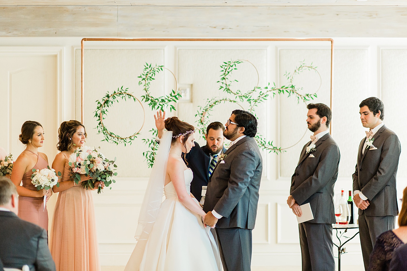 Modern blush and greenery ceremony at The Addison for wedding designed by NYC Wedding Planner, Poppy + Lynn