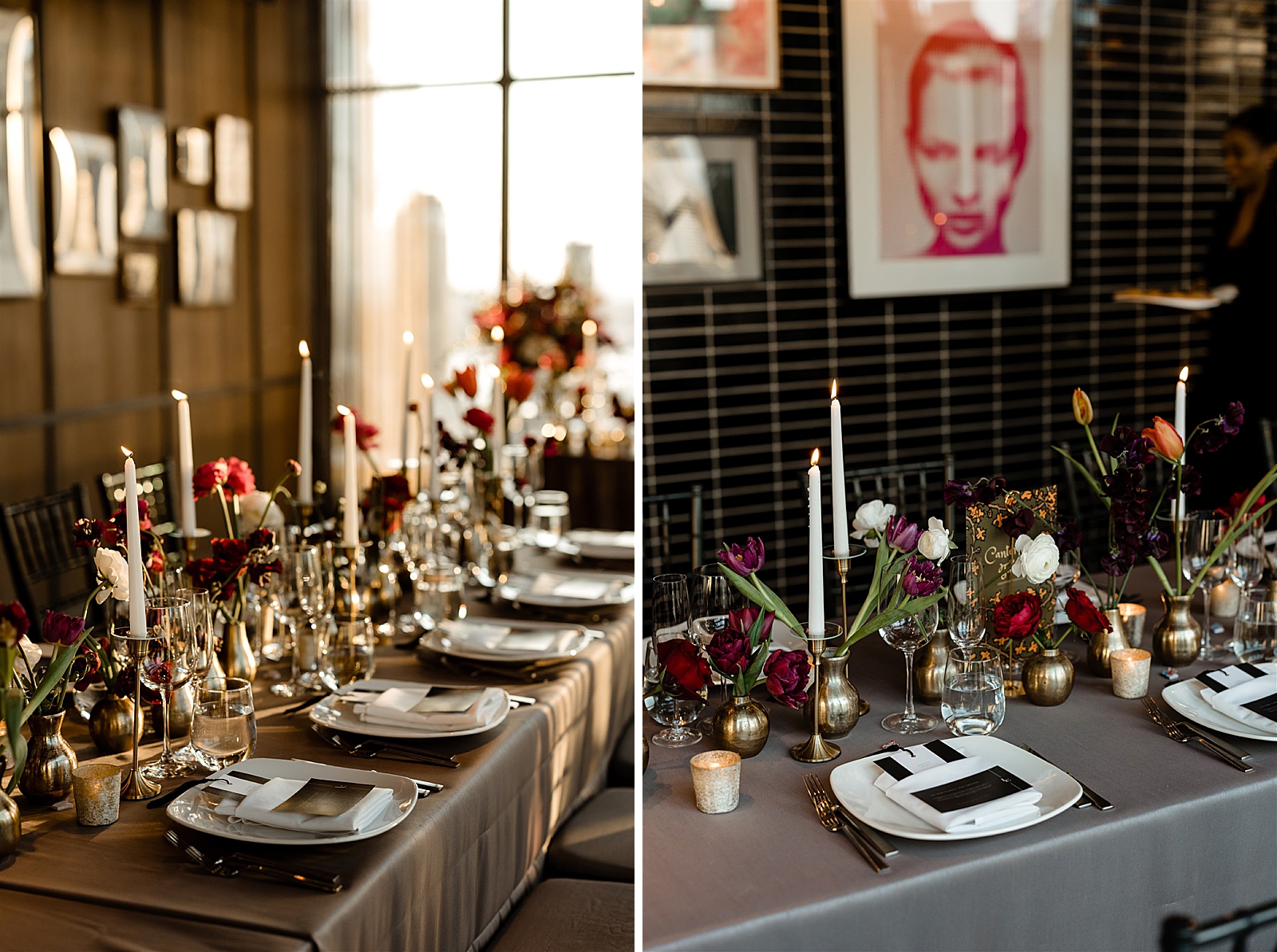 Left photo: shot of the reception table.
Right photo: shot of the reception table.